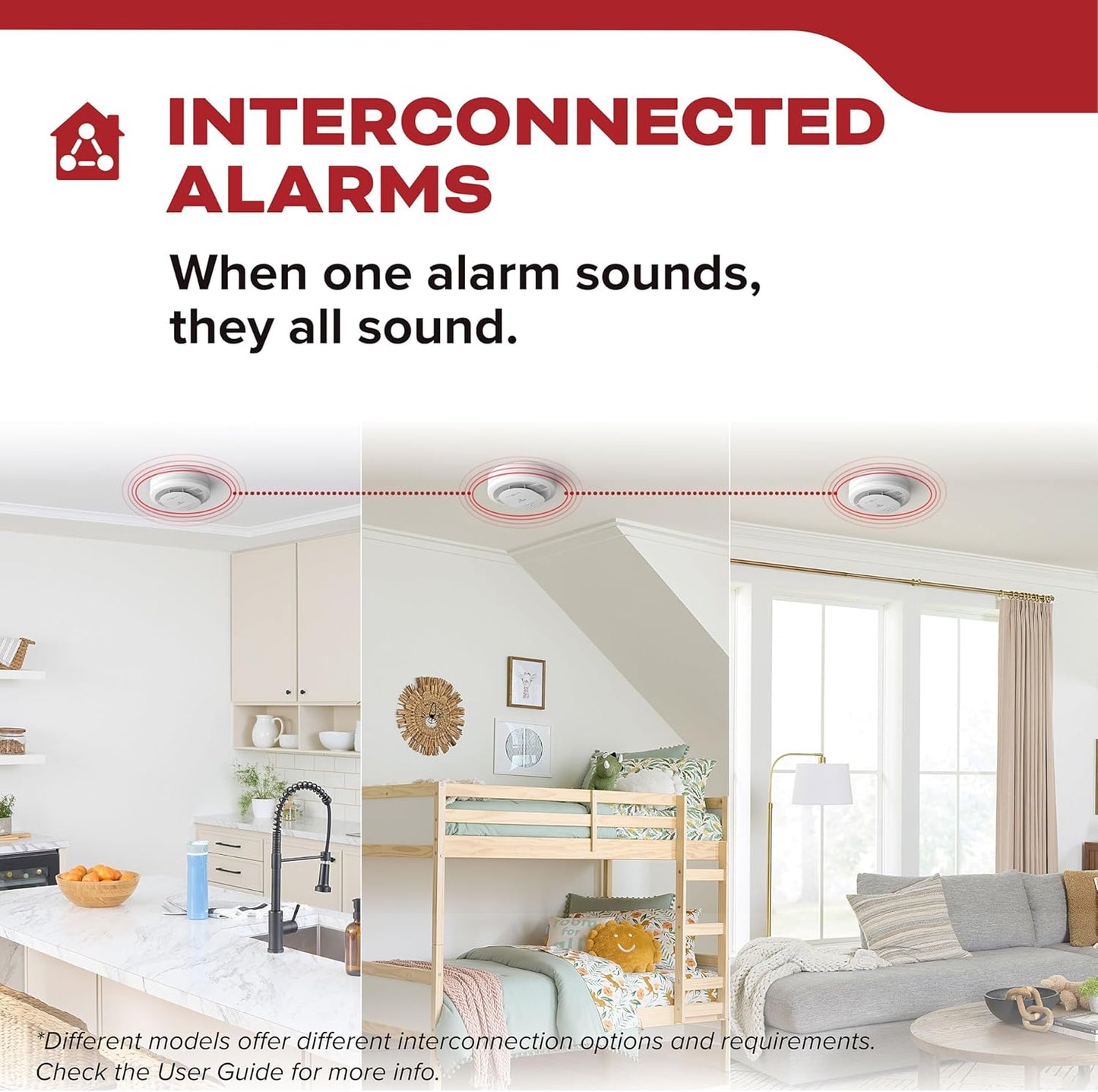 Kidde, 20SAR, Hardwired Smoke Detector, AA Battery Backup, Interconnectable, LED Warning Light Indicators