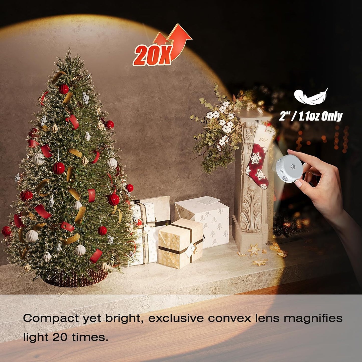 2" Rechargeable Mini Puck Lights w/Lanyard, Renter Friendly Magnetic Stick On Battery Operated Lights, Wireless Motion Sensor Light Indoor for Closet, Wall, Shelves, Kitchen, Locker - 1Pack/White
