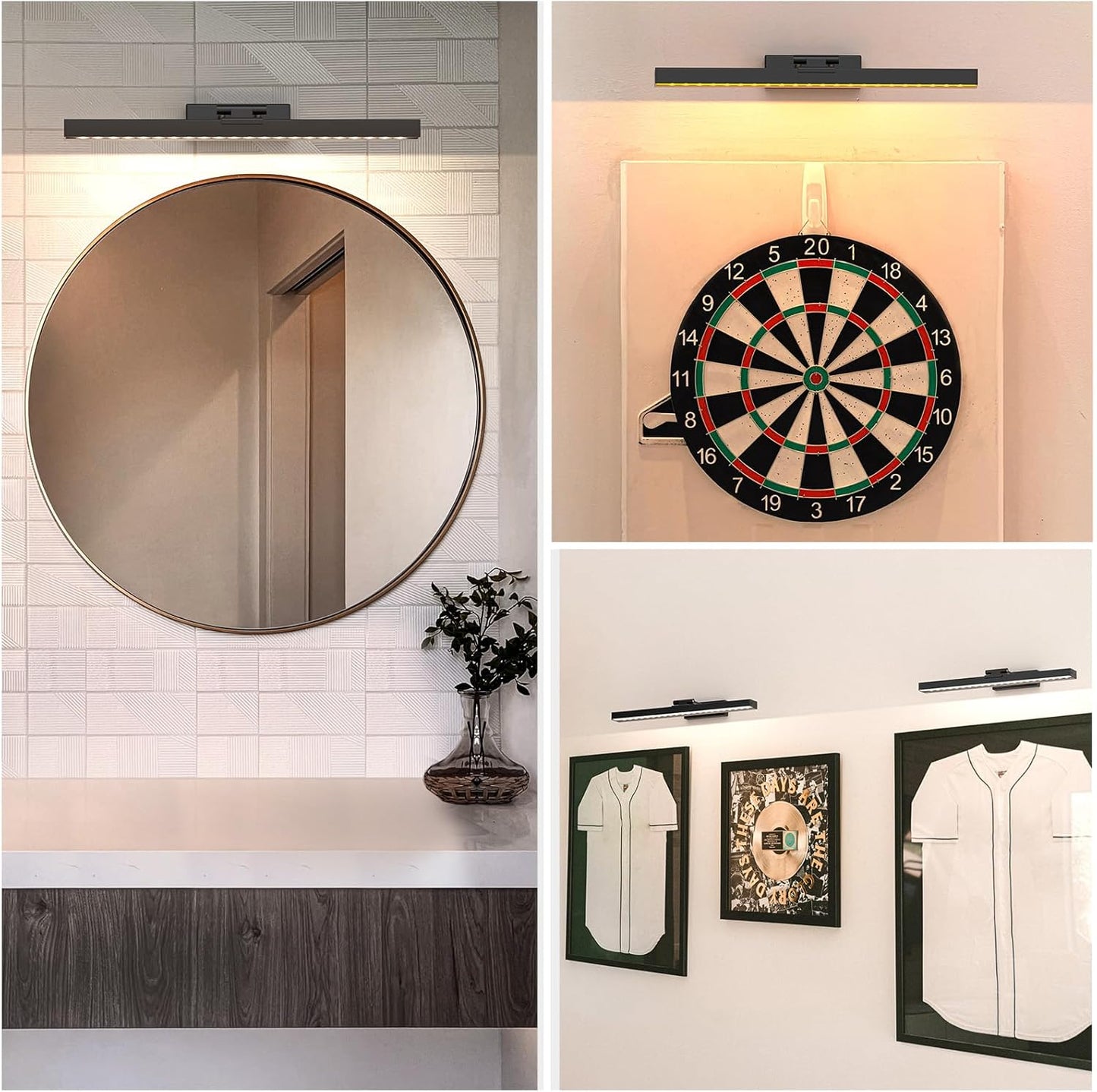 PESUTEN 2PCS Picture Light Battery Operated, 16in Wireless Art Light for Paintings CCT Dimmable Recharging Battery Picture Light with Remote Control for Gallery Dartboard Bedroom Bathroom