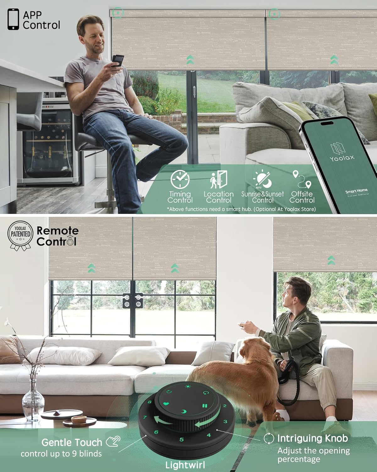 Yoolax Motorized Blinds with Remote, Smart Blinds for Windows Blackout Automatic Shades Work with Alexa Remote Control Roller Window Shades with Valance, Custom Size (Jacquard Coffee)