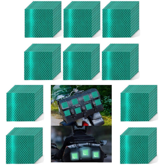 Non Fading Green Reflective Stickers 3 inch X 3 inch, Outdoor Waterproof High Visibility Warning Safety Adhesive Reflector Tape (100 Pcs)