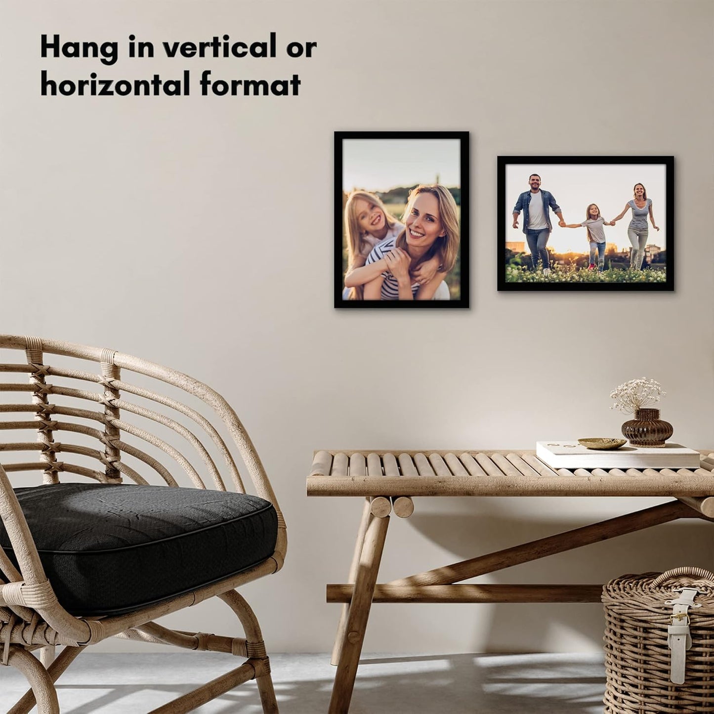 Americanflat 11x15 Picture Frame with Shatter-Resistant Glass - Signature Collection - Gallery-Style Frames Made of Engineered Wood - Photo Frame for Wall Display - Black