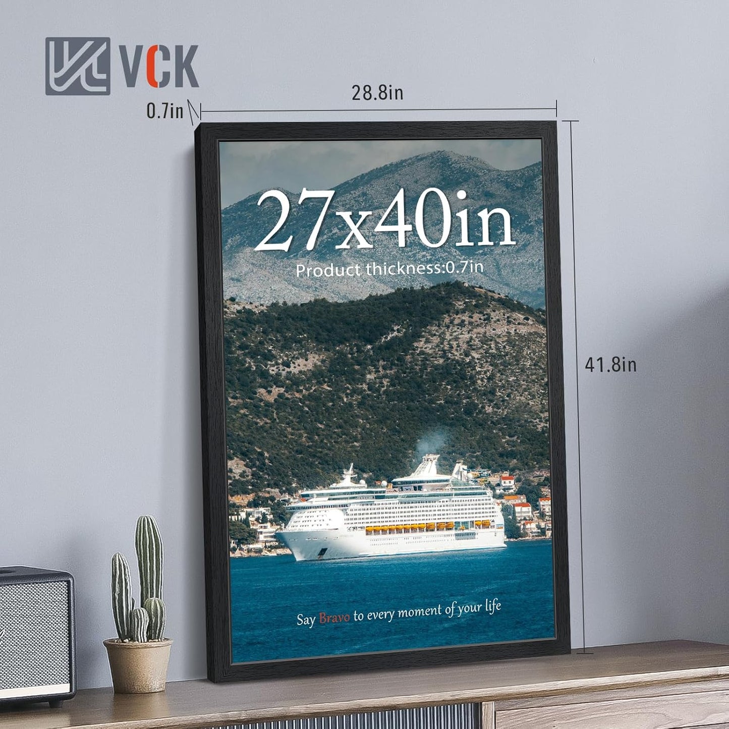 VCK 27x40 Poster Frames Black Set of 6, Wide Border Wood Picture Frame, Multi-Directional Display Family Photos, Office Prints, Studio/Gallery Art, Woodgrain Series, Wall Hanging
