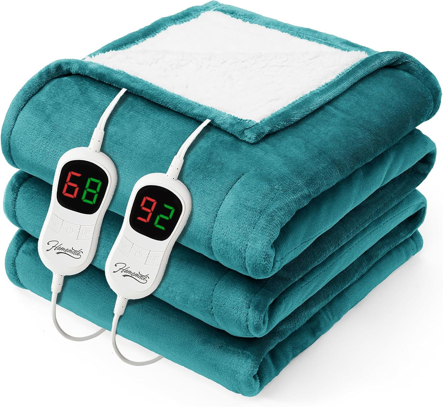 Homemate Electric Heated Blanket Queen - 84"x90" Heating Bed Blankets Throw with 10 Heating Levels 8 Hours Auto Off Fast Heating Over-Heated Protection Ultra Soft Warm Flannel ETL Certified