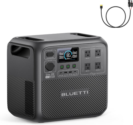 BLUETTI Elite 200 V2 Portable Power Station with Solar Charging Cable, 2073.6Wh LFP Battery Backup w/ 4 2600W AC Outlets, 17-Year Lifespan, Solar Generator for Camping, Off-grid