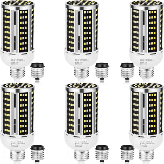 35W 6 pack LED Corn Light Bulb,(300W Equivalent ) Commercial Grade Daylight 5000K E26/E39 5000LM Medium Mogul Base LED Lamp,Large Area Lights For Outdoor Indoor Garage Warehouse Factory Bay Light