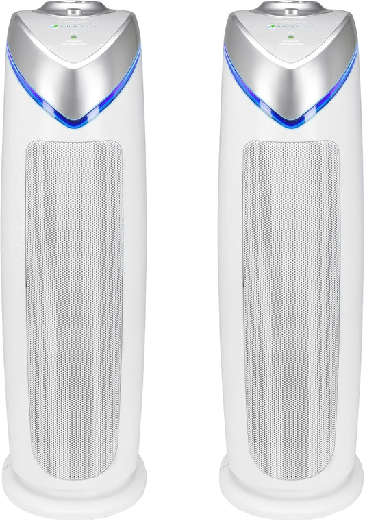 GermGuardian Air Purifier with HEPA 13 Filter, Removes 99.97% of Pollutants, Covers 743 Sq. Foot Room in 1 Hour, UV-C Light Helps Reduce Germs, 22 Inch, 2-Pack, White, AC4825W2PK