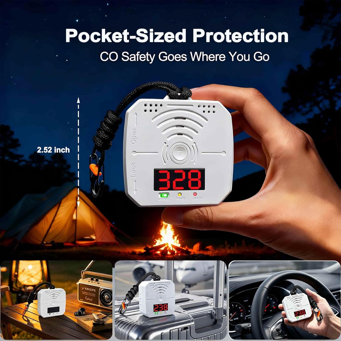 Carbon Monoxide Detectors Portable Battery Operated co2 Detector Alarm for Home, Car, RV | Advanced Sensors, LCD/LED, Low Battery Warning | 85 Decibel Monoxide Alert