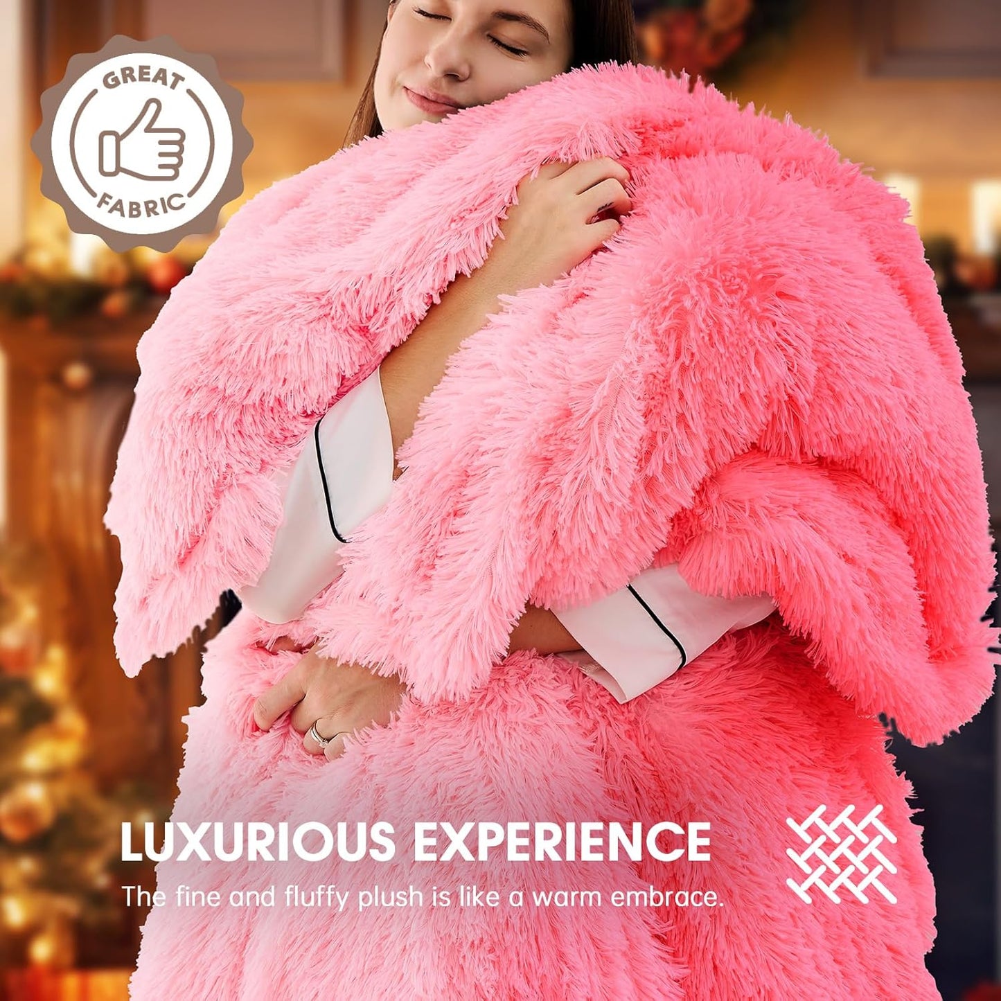 Heated Electric Blanket Queen,Warm Winter Birthday Gifts for Women Her Grandma–Faux Fur with Soft Sherpa,10 Heat Settings,5 Time Settings with Fast Heating, 84x90, Baby Pink