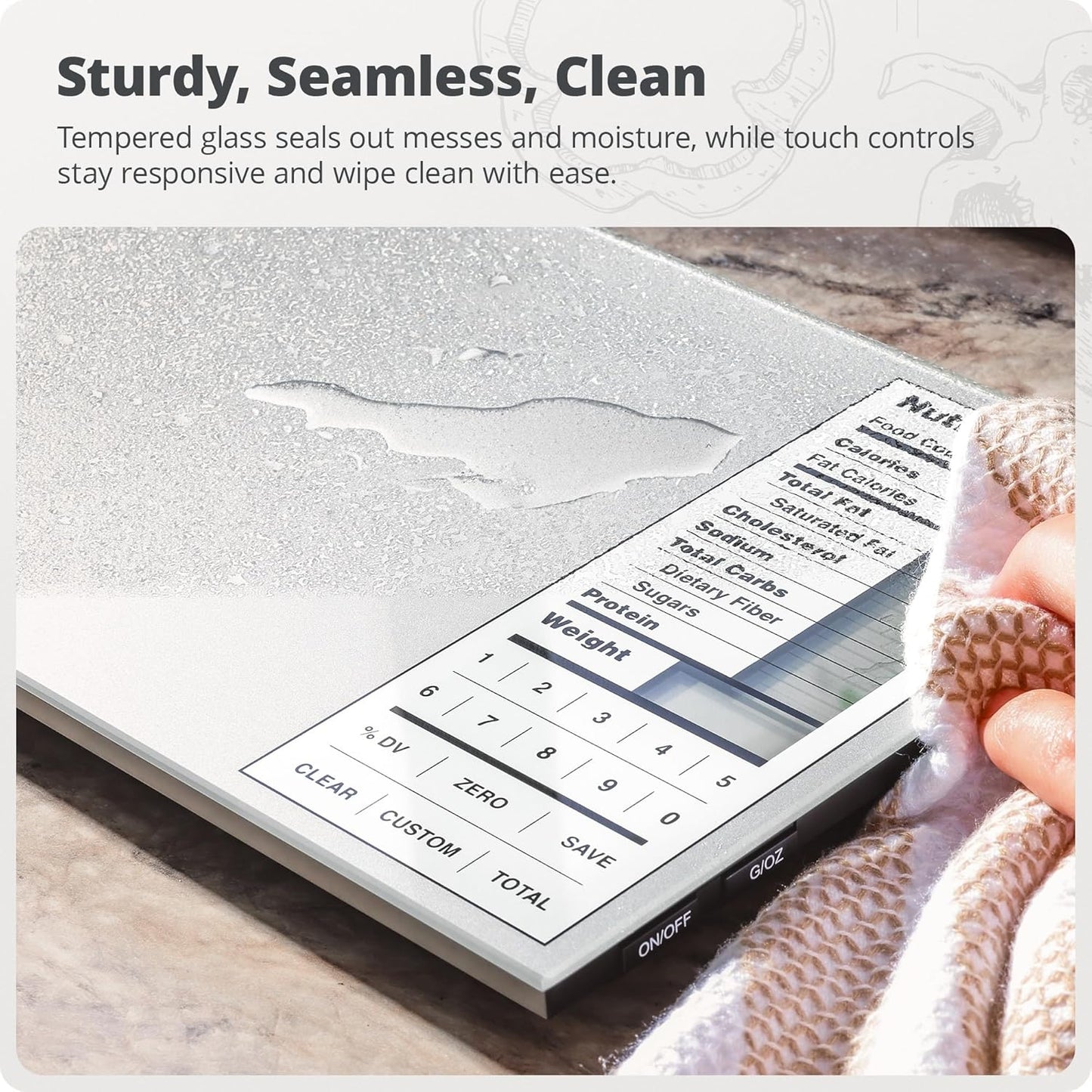 Greater Goods Food Scale with Nutrition Calculator, Non Connected Calorie Scale for Meal Prep, Weight Loss, 2000 Pre-Loaded Food Codes, Compact Kitchen Scale, Battery Operated, 11lb Capacity, Silver
