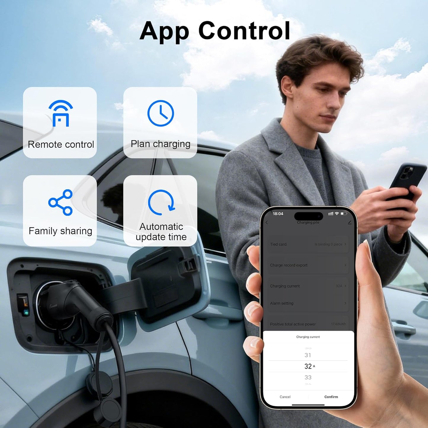 Level 2 EV Charger 40 Amp, EV Chargers for Home, Electric Car Charger w/ RFID Card, Smart Electric Vehicle Charging Stations, EVSE with App, Wi-Fi and Bluetooth Enabled J1772– GEN 2