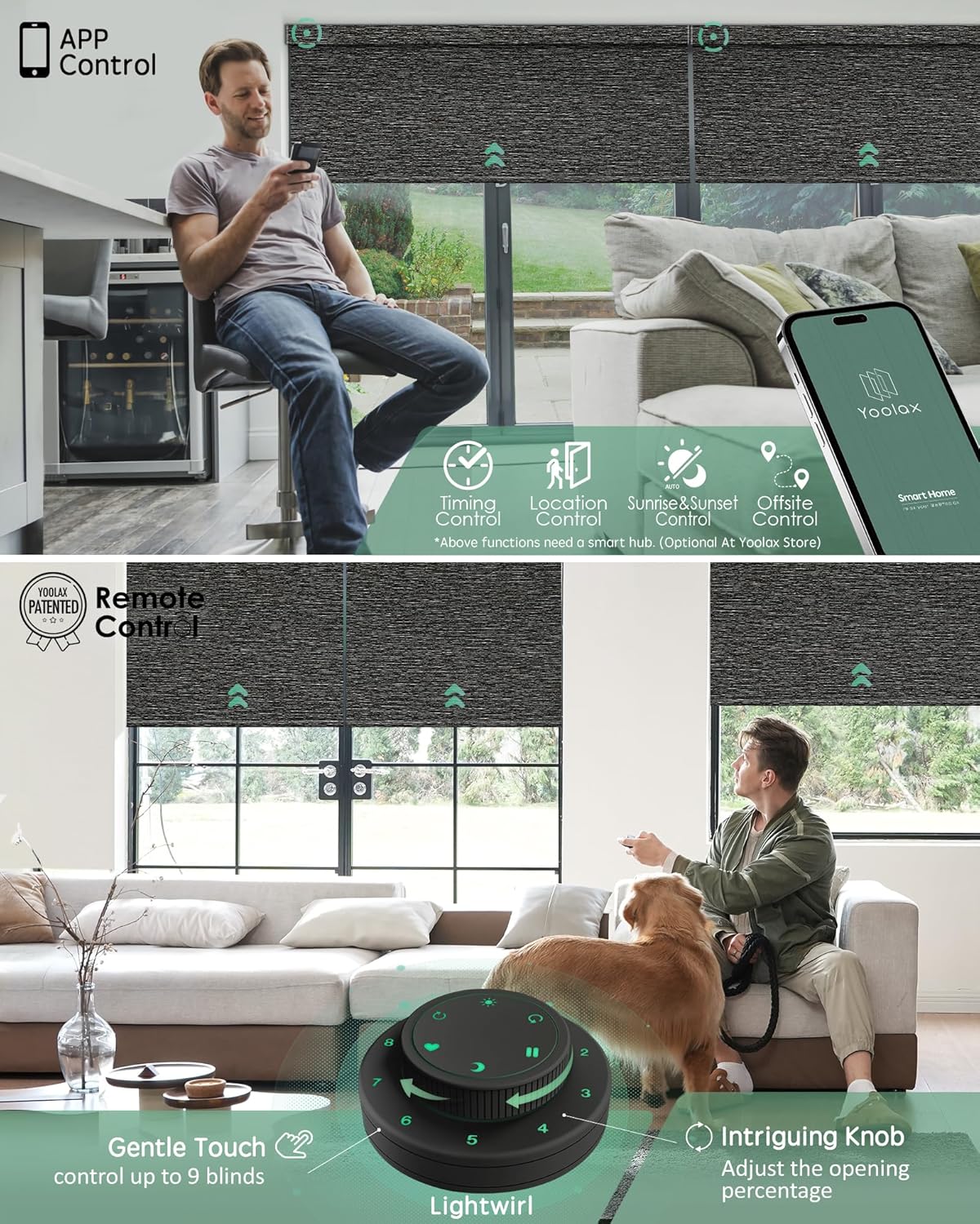 Yoolax Motorized Blinds with Remote, Smart Blinds for Windows Blackout Automatic Shades Compatible with Alexa Remote Control Roller Window Shades with Valance, Custom Size (V-Shimmer Horizontal Black)