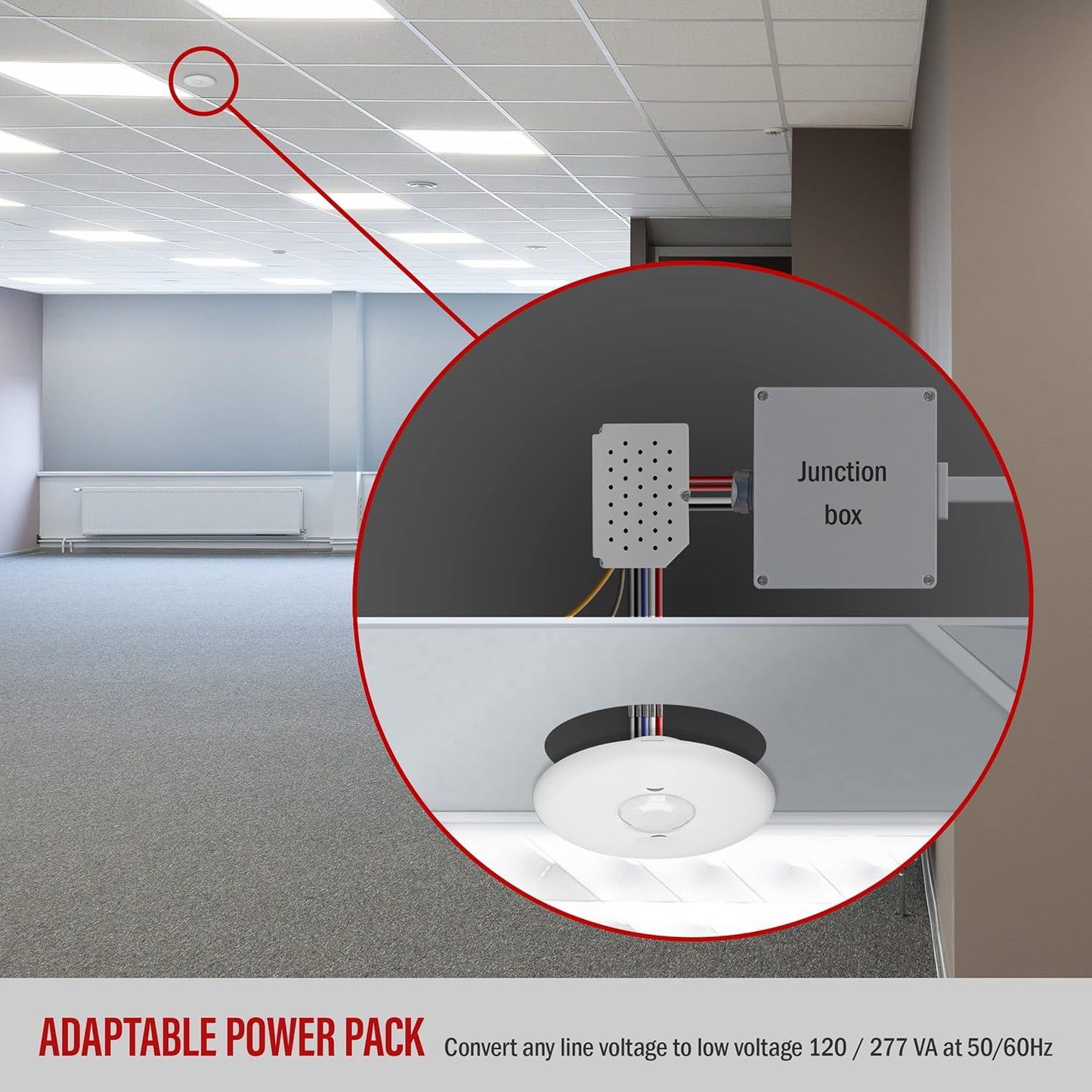 ENERLITES Ceiling Sensor Low Voltage Power Pack for Low Voltage Sensor and Package, Self Contained Power Supply Relay System 120~277V AC to 24V DC, MPP-24, New Model, White