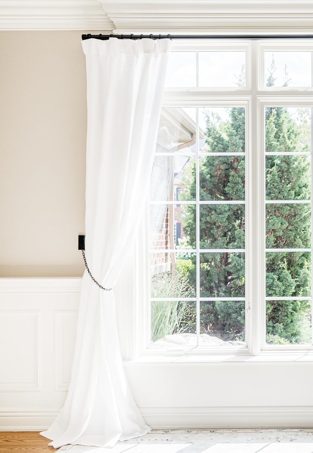BlastHome® Non-Adjustable Luxury Extra Long Curtain Rod, 1 ¼” Rod Set, 13 foot Fixed Length (Three Rods Connect for a Seamless Look), Tuxedo Black