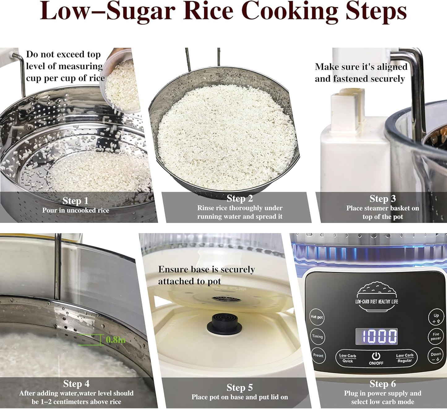 Low Carb Rice Cooker,5L Multifunction Smart Rice Cooker - 4H Keep Warm,Digital Display,Timer & Reservation Function,Suitable for Cooking,Simmering,Stewing,and Steaming(5L,Beige)