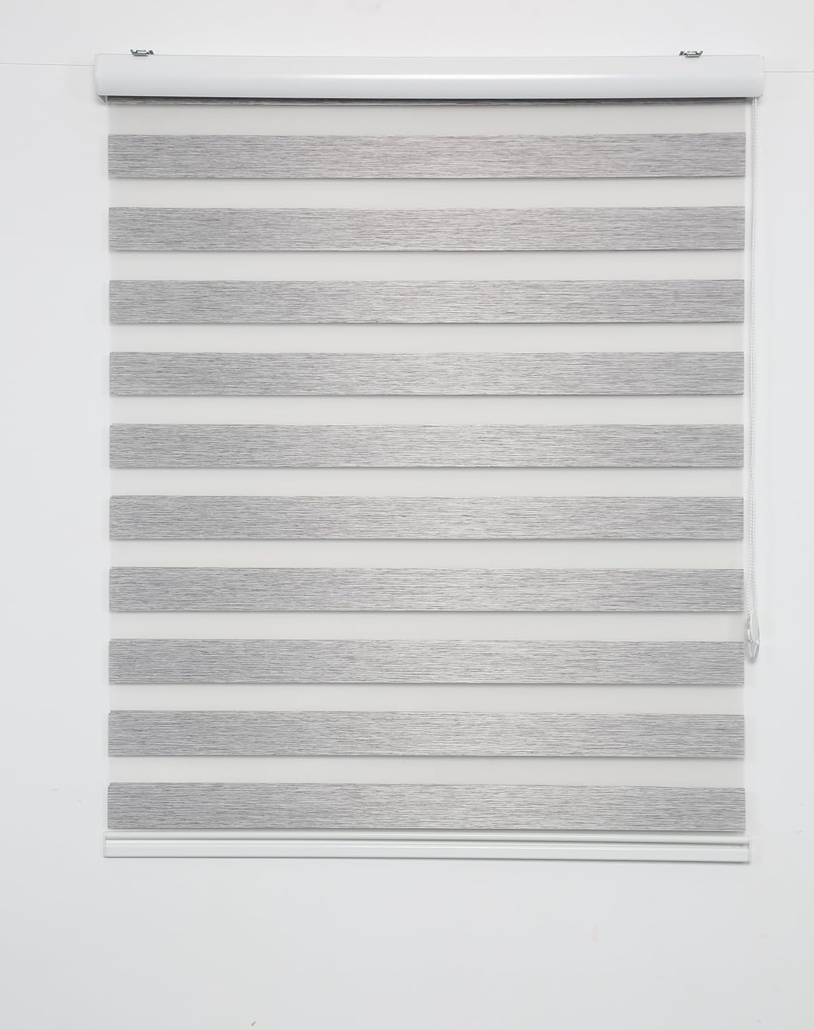 Shadesu Custom Size Zebra Blinds for Windows, 71" W x 72 H, Grey, Dual Layer Free-Stop Zebra Shades, Light Control for Day and Night, Sheer Blinds for Indoor Windows, Bedroom, Kitchen