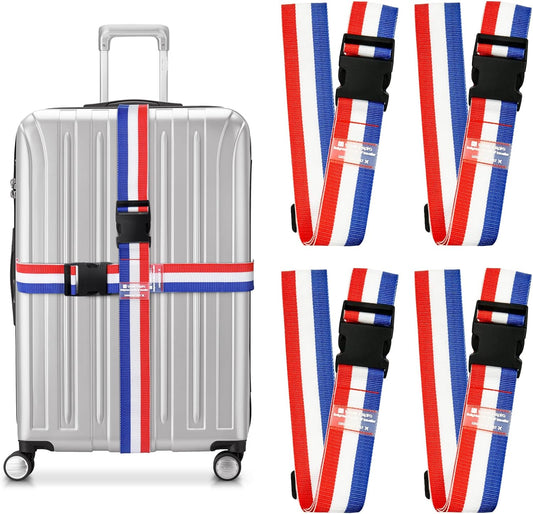 Travel Inspira Luggage Straps for Suitcases, Adjustable Suitcase Strap, TSA Approved Luggage Straps - Secure Your Luggage Safely During Travel (4 Pack)