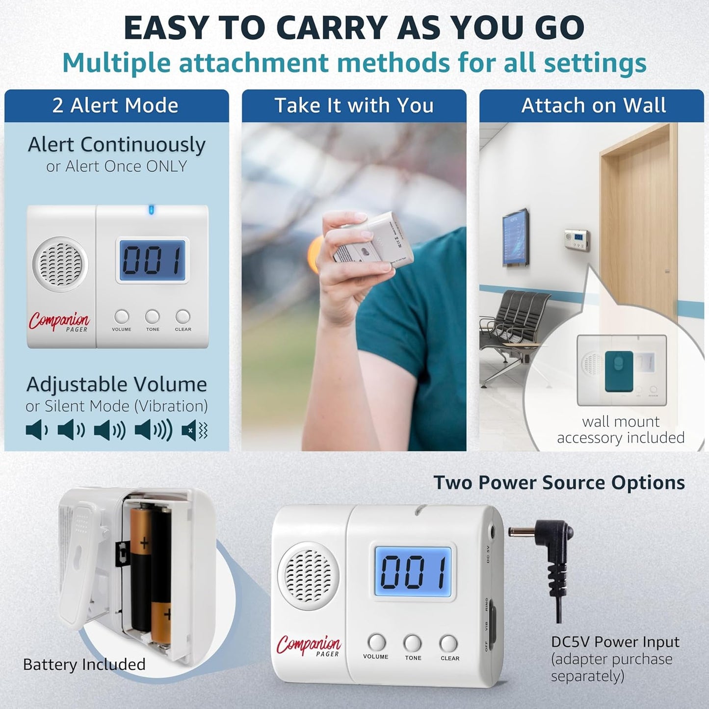Caregiver Pager for Elderly Adults Nurse 6 Call Buttons for Elderly at Home Seniors Patients Nurse Call Light Monitoring System Alert Button Bed Alarm Buzzer Emergency Clinic