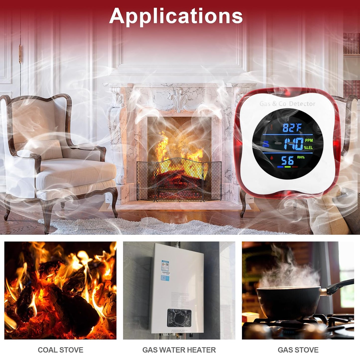 2 Packs Plug in Gas & Carbon Monoxide Detectors, 4-in-1 Natural Gas Leak Detector,Carbon Monoxide Alarm,4 Sensor °F&Humidity,CO & Propane Detector for Home,RV