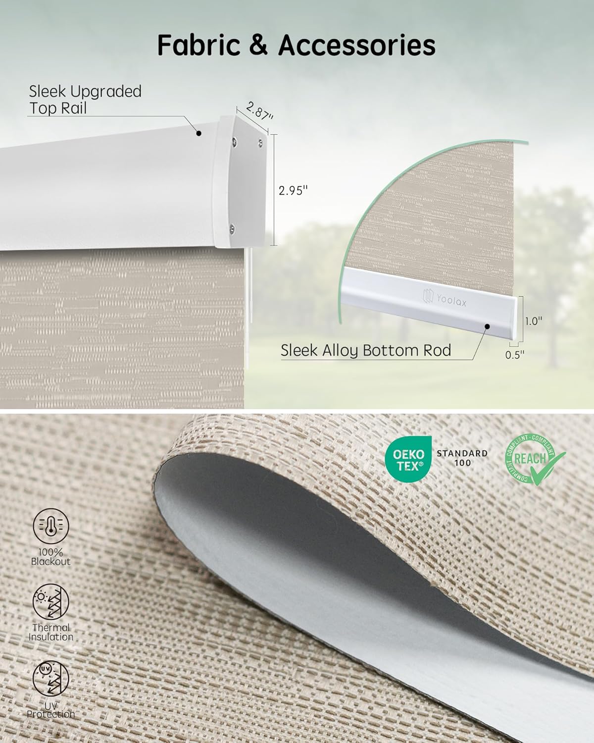 Yoolax Motorized Blinds with Remote, Blackout Smart Blinds for Indoor Windows, Automatic Shades Compatible with Alexa Roller Window Shades with Valance (Jacquard Coffee, 39" W x 72" H)