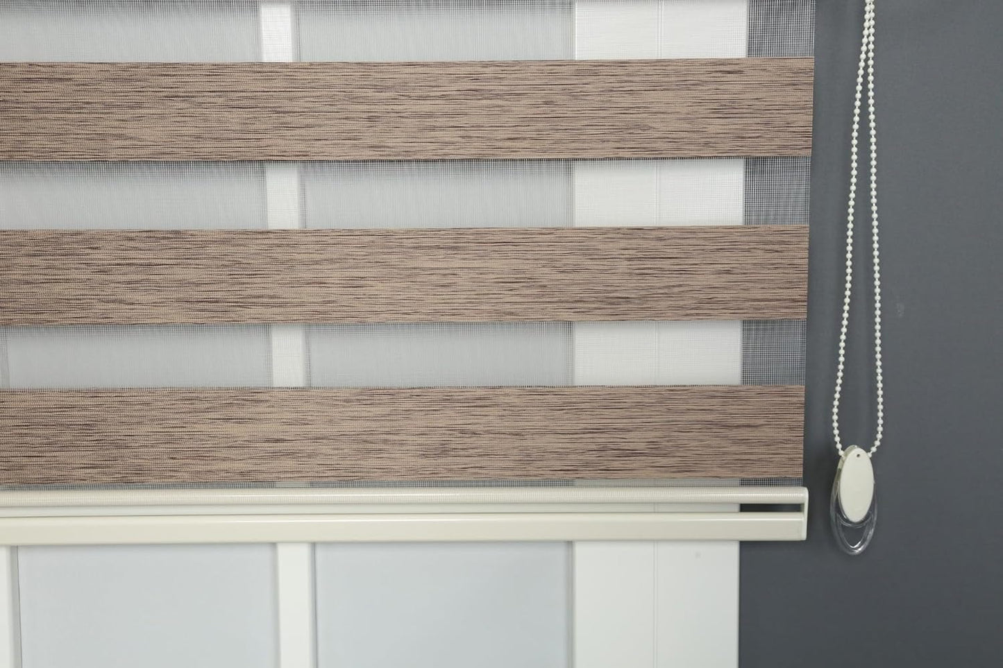 Shadesu Custom Size Zebra Blinds for Windows, 75" W x 72 H, Brown, Dual Layer Free-Stop Zebra Shades, Light Control for Day and Night, Sheer Blinds for Indoor Windows, Bedroom, Kitchen