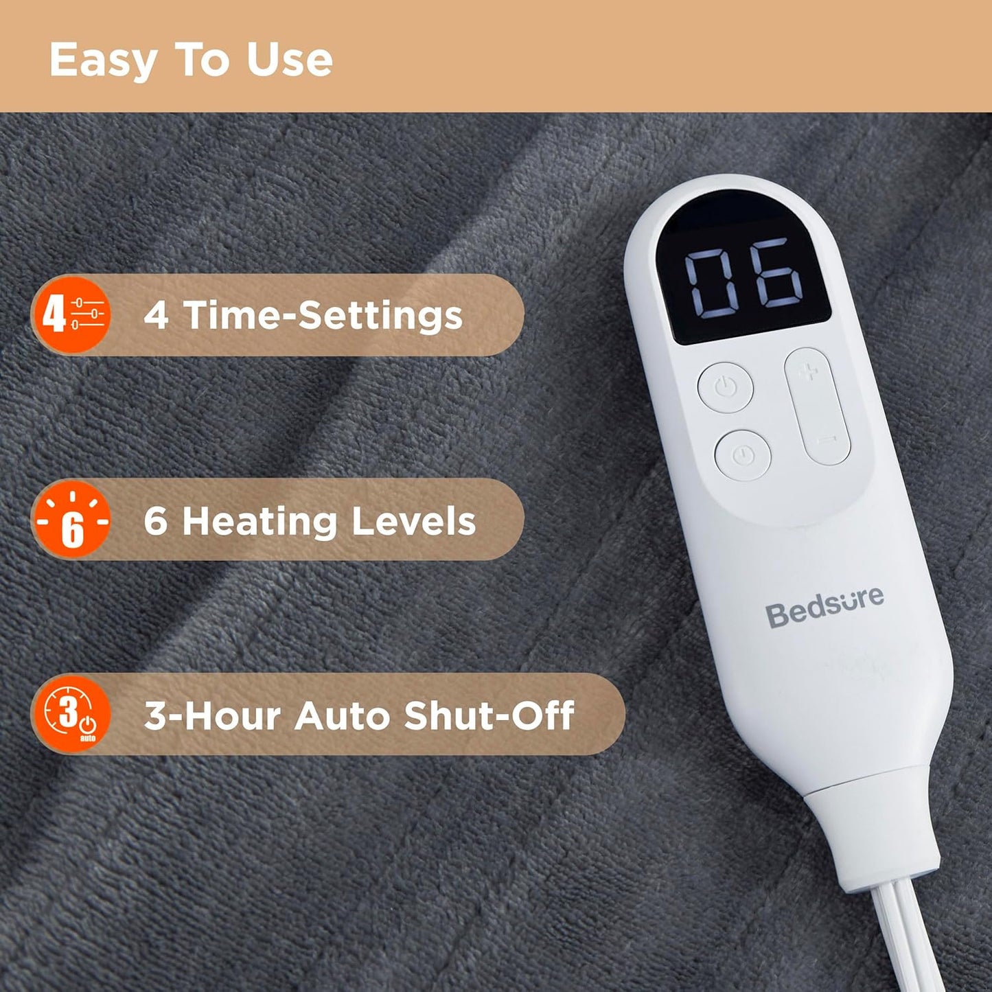 Bedsure Wearable Heated Blanket with Foot Pocket - Electric Snuggle Blanket for Adult with Sleeves, Winter Gifts for Mom Women Girlfriend, Warm Sherpa Heating Throw, Auto Shut Off, 50 x 71+18", Grey