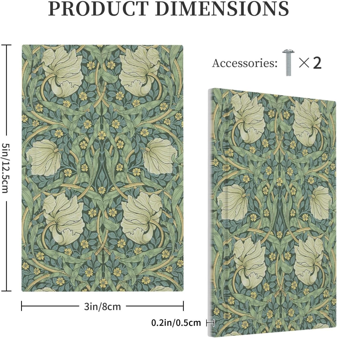 Light Switch Cover Plate Vintage Floral Plant Sage Green William Morris 1 Gang No Device Blank Electrical Wall Plates Faceplate Decorative Switch Plate for Bedroom Home Decor