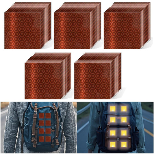 Non Fading Brown Reflective Stickers 4 inch X 4 inch, Outdoor Waterproof High Visibility Warning Safety Adhesive Reflector Tape (50 Pcs)