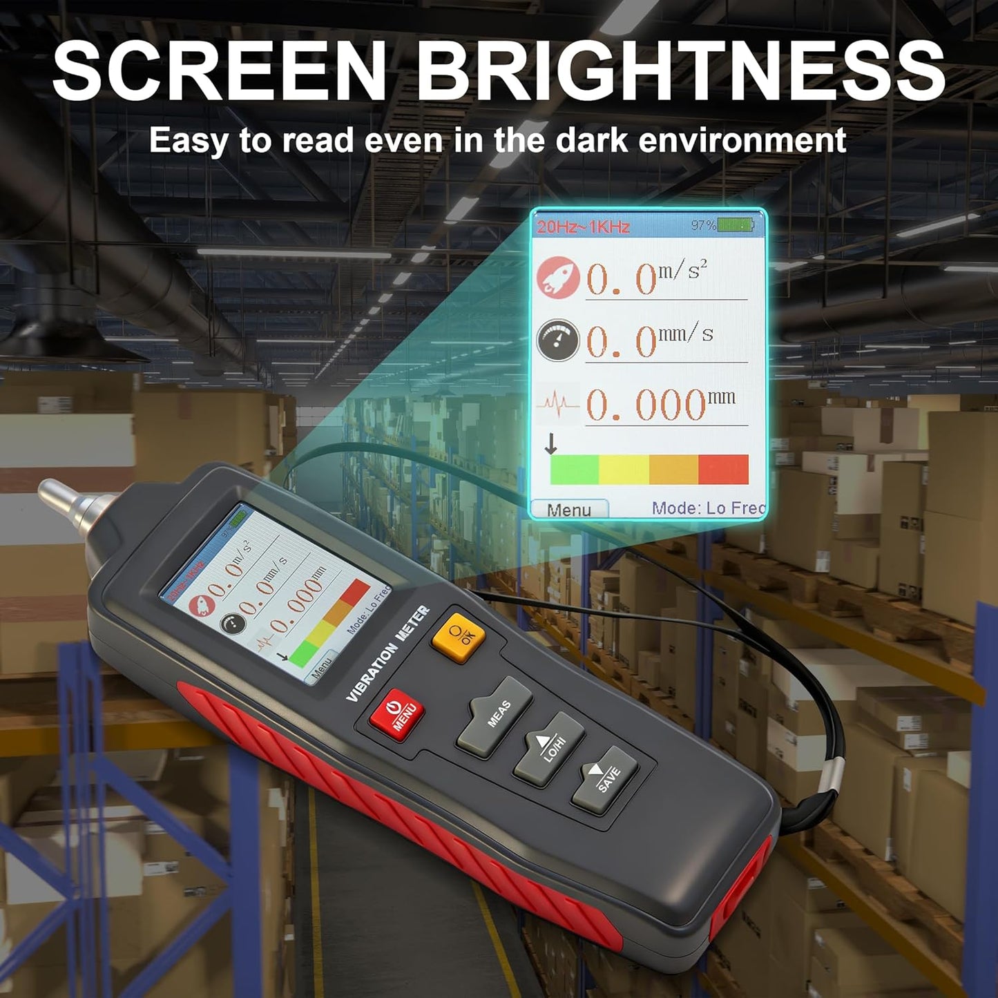 Digital Vibration Meter Vibrometer Handheld Vibration Analysis Equipment Acceleration Velocity Displacement Measurement for Moving Machinery