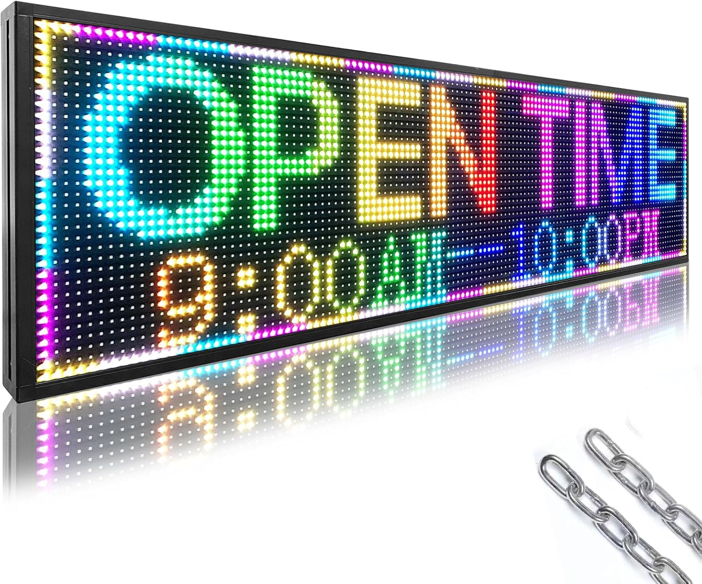 P10 Outdoor Led Sign 52”x14” RGB Full Color WiFi Programmable Bright LED Scrolling Message Display Board, Perfect Solution for Advertising
