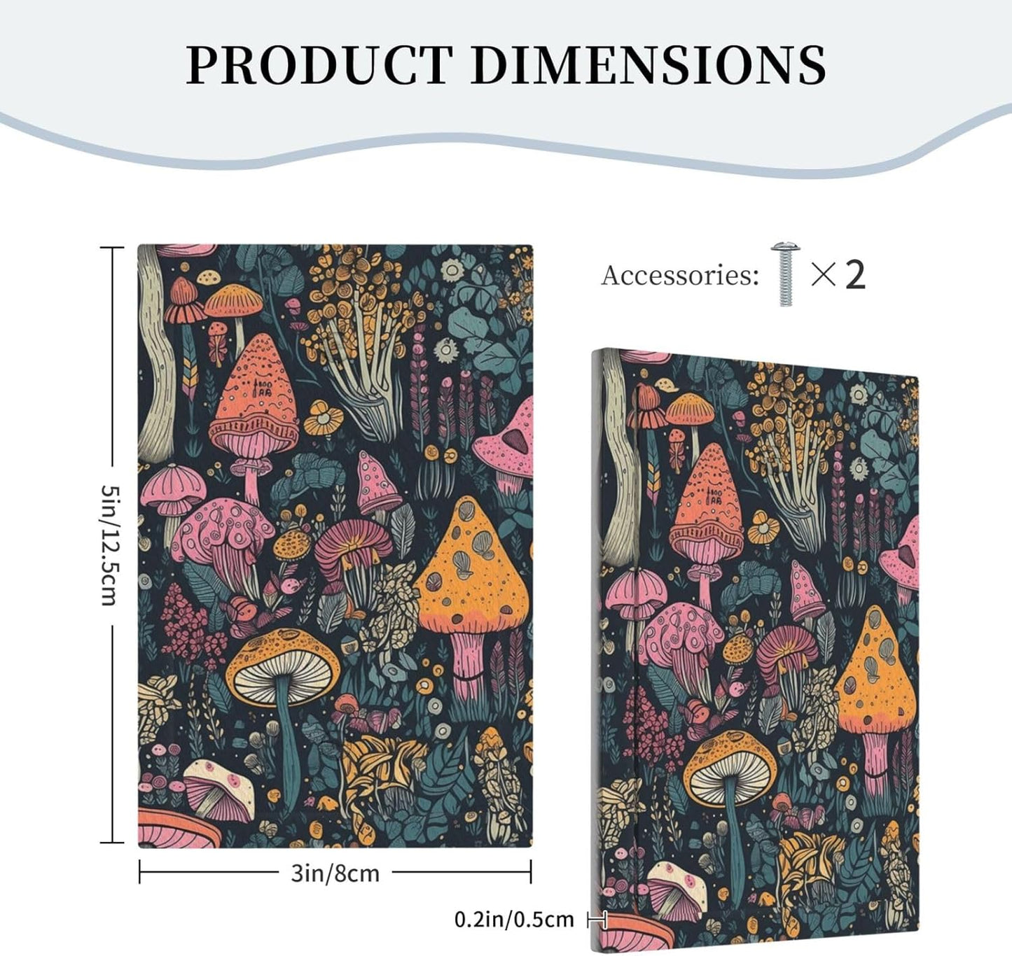 Decorative Light Switch Plate Covers Pink Orange Mushrooms Green Plant 1 Gang No Device Single Blank Outlet Covers Wall Plate Light Switch Cover Plate Faceplate for Bedroom Home Decor