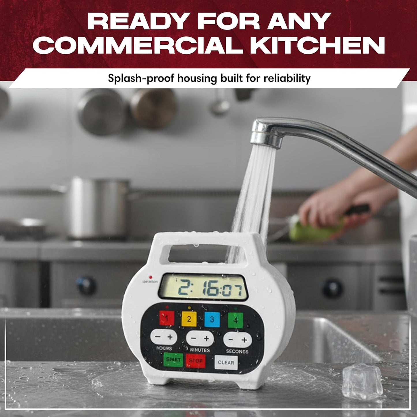 Chef Master 4-Channel Digital Kitchen Timer – Timer for Cooking, Baking & Grilling – LED Display Clock with Independent Countdown Functions for Food Preparation, Roasting, & Tracking - 90218