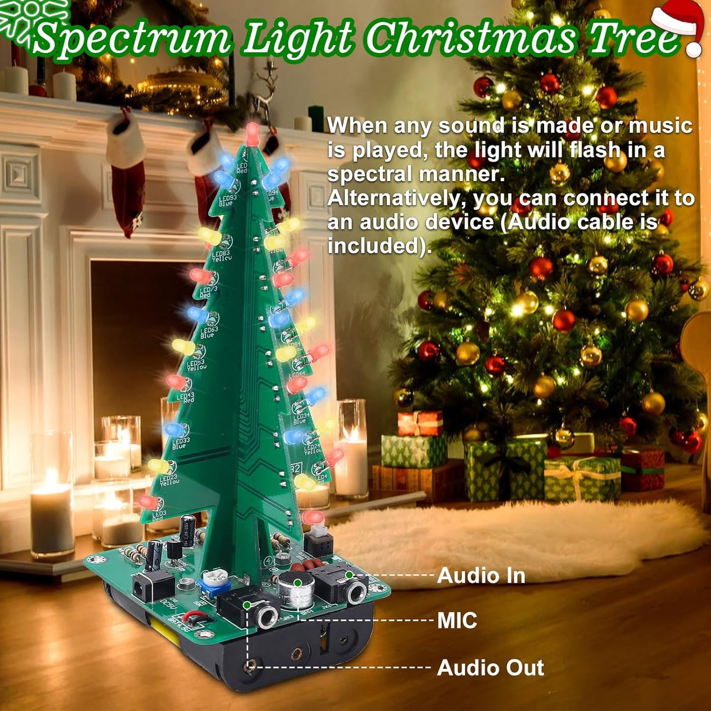 3D Christmas Tree Soldering Kit, Icstation DIY Soldering Practice Kit Spectrum Light Xmas Tree Soldering Assemble Kit for Teaching Learning STEM Educational