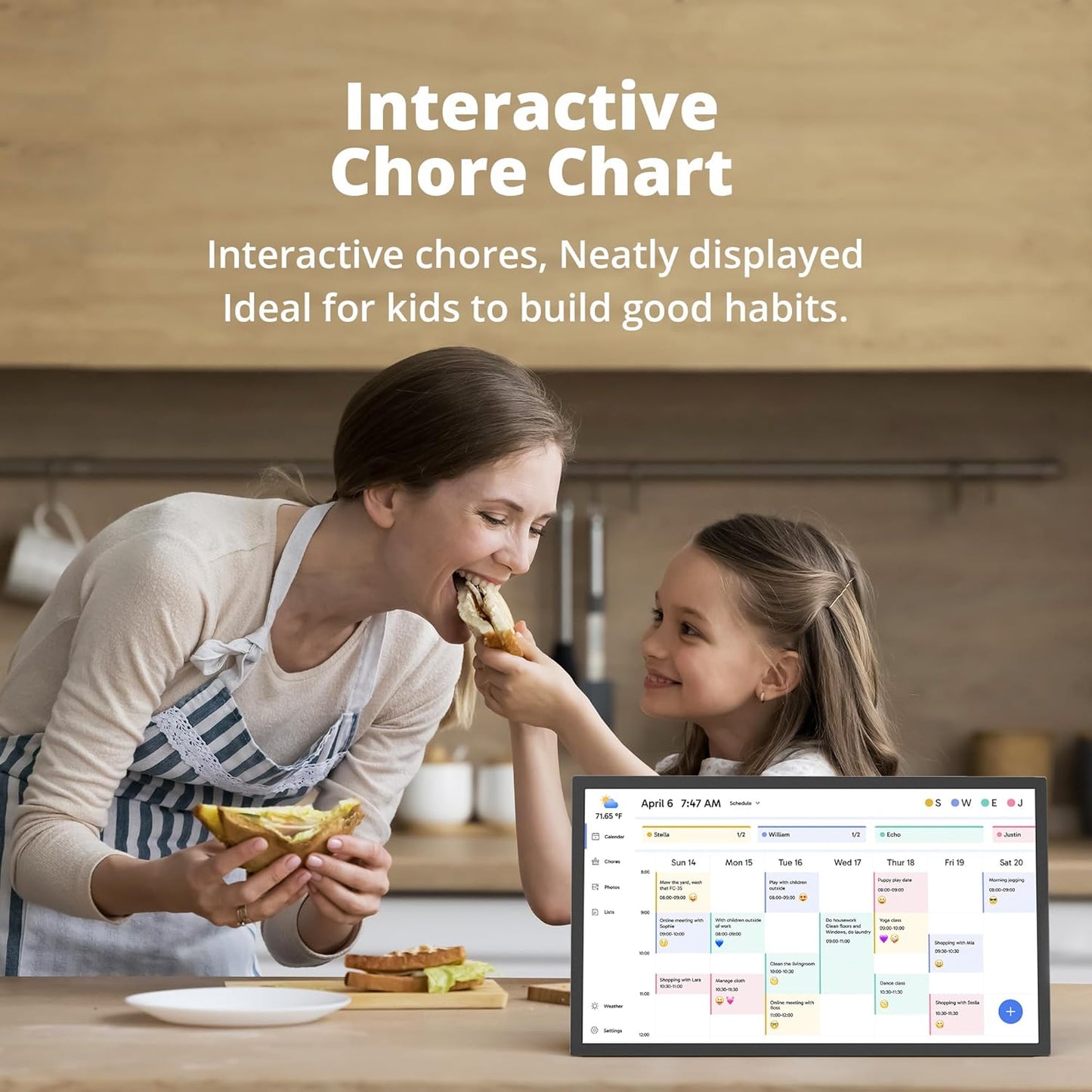 24 inch Digital Calendar Chore Chart – Interactive Touchscreen，Hearth Display Desk Digital Calendar Seamless Scheduling Black