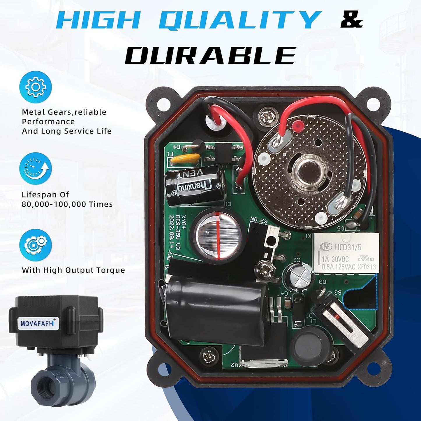 1" Motorized Ball Valve UPVC - 2 Wire Auto Return Electric Water Valve with Full Port, 9-24V AC/DC Automatic Ball Valve
