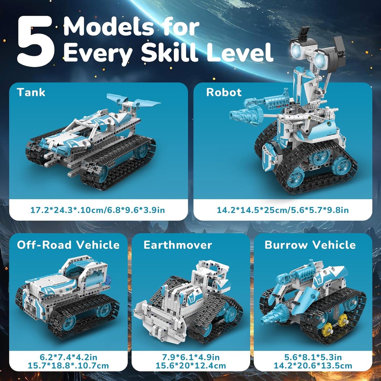 Robot Building Kit with APP/Remote Control STEM Gifts for Boys Age 6-16,Technic Coding Robotic Toys for Kids Birthday, Buildable 5in1 Models with 720 Pieces