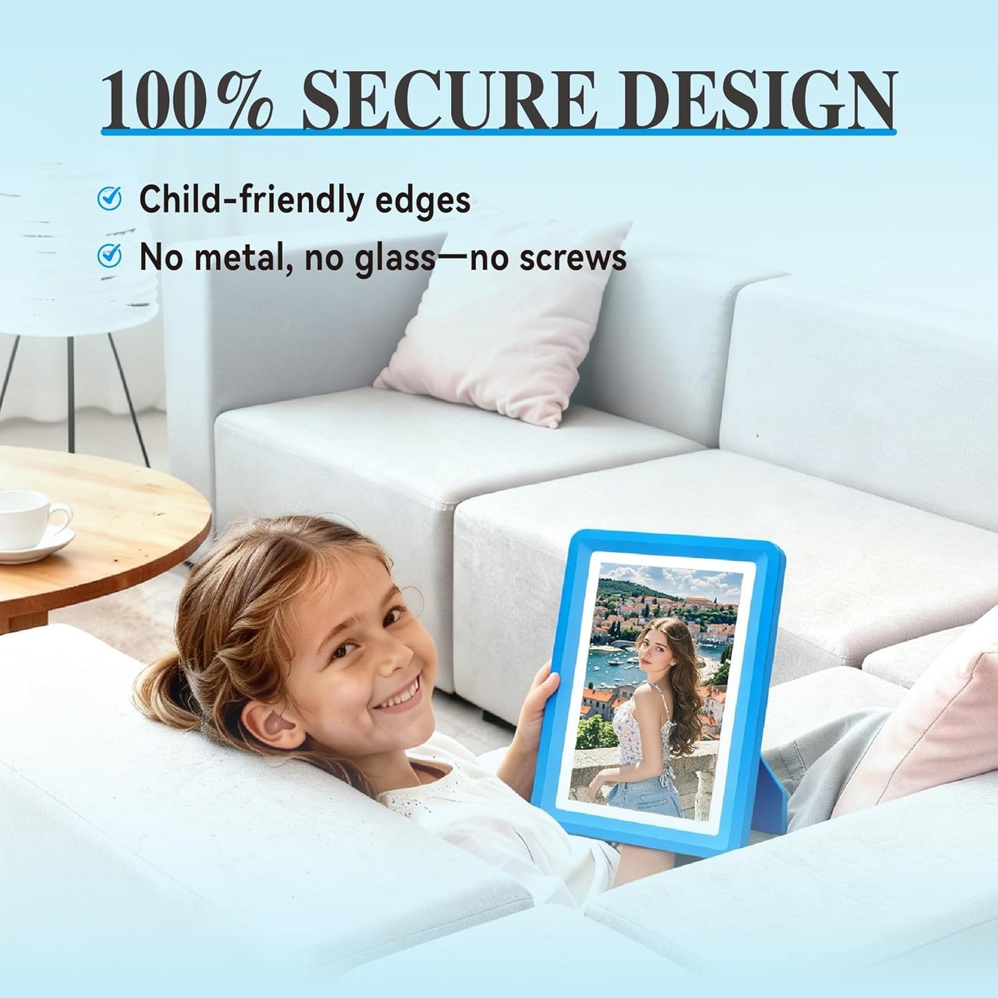 Blue 5x7 Picture Frame with Acrylic Front 3 Pack, ABS Frame for 5x7 or 4x8 Photos, Shatterproof UV-Resistant Tabletop Photo Frame, Vertical/Horizontal Display for Home Décor