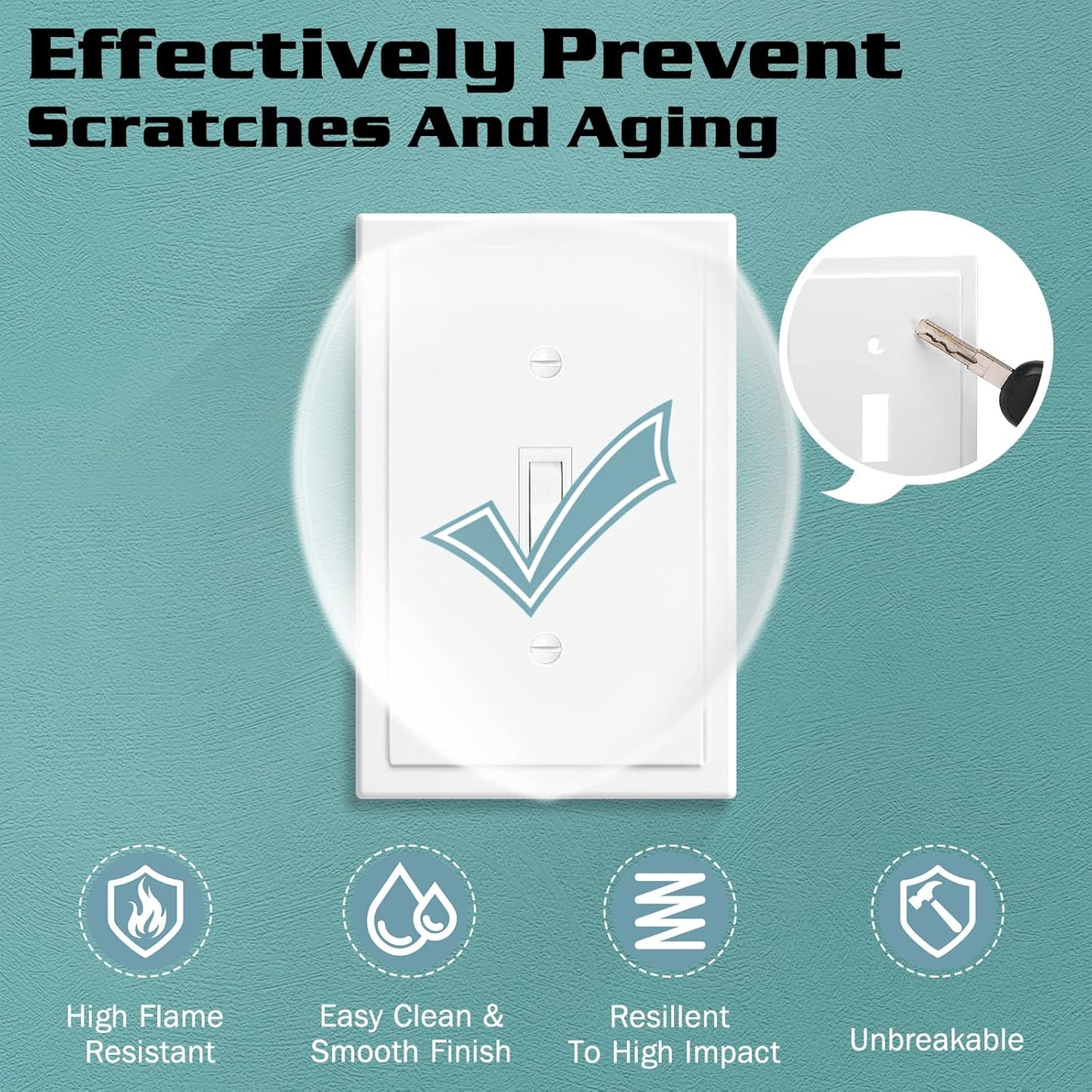 1-Gang Modern Edge Decorative Wall Plate Cover Switch Outlet Single Toggle Electrical Faceplate for Light Switches, Smart Switch, GFCI, Dimmers, Receptacle, USB Outlet (4 Pack, Single Toggle)