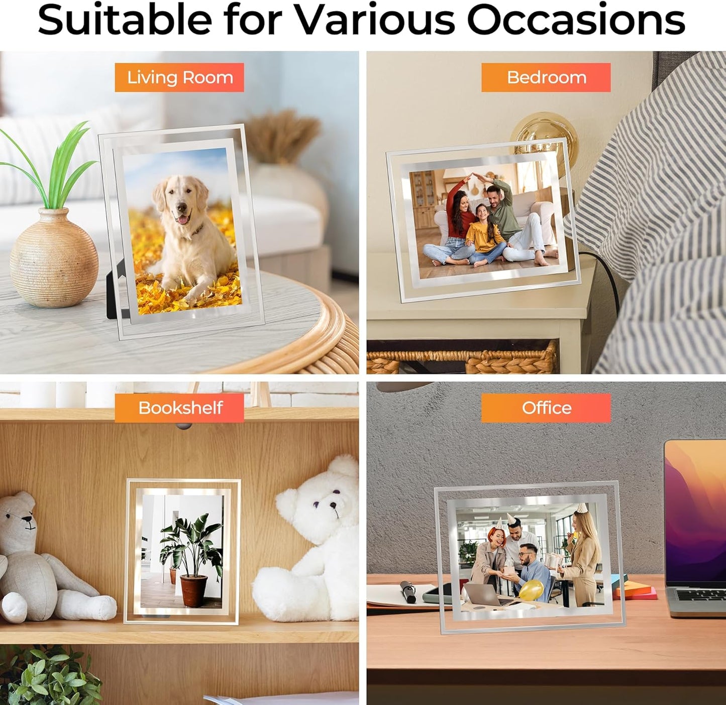 5x7 Picture Frames Set of 2, Desktop Clear Glass Photo Frame Horizontal or Vertical Display for Landscape, Portrait, Wedding, Pet Photos