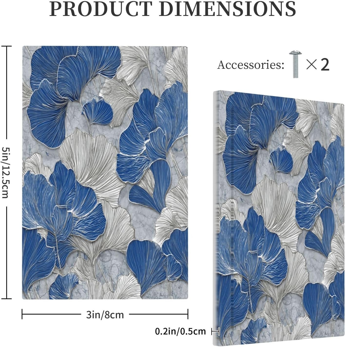 Abstract Blue Marble Plant Leaves No Device Single Blank Decorative Light Switch Covers Electrical Faceplate Switch Plates for Bathroom Kitchen Home