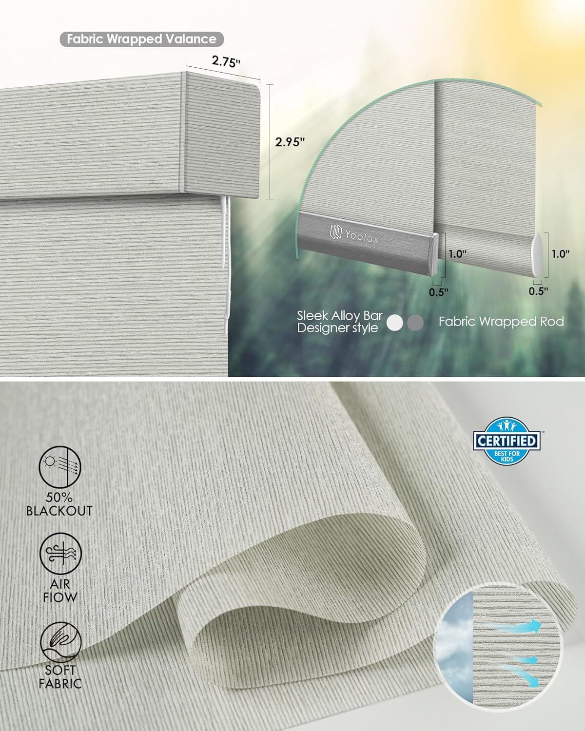Yoolax Motorized Blinds with Remote, Light Filtering Smart Blinds Compatible with Alexa Google Home, Automatic Shades for Windows Living Room, Custom Size (50% Blackout V-Shimmer Horizontal Beige)