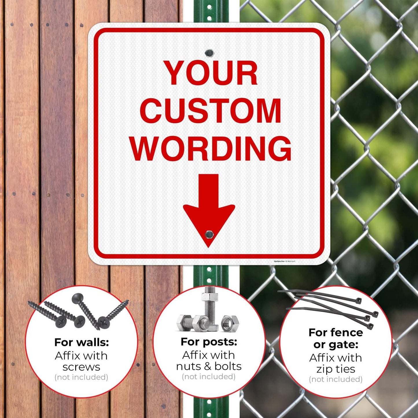 Custom Personalized, With Down Arrow Sign, 24x24 Inches, 3M EGP Reflective.080 Aluminum, Fade Resistant, Made in USA