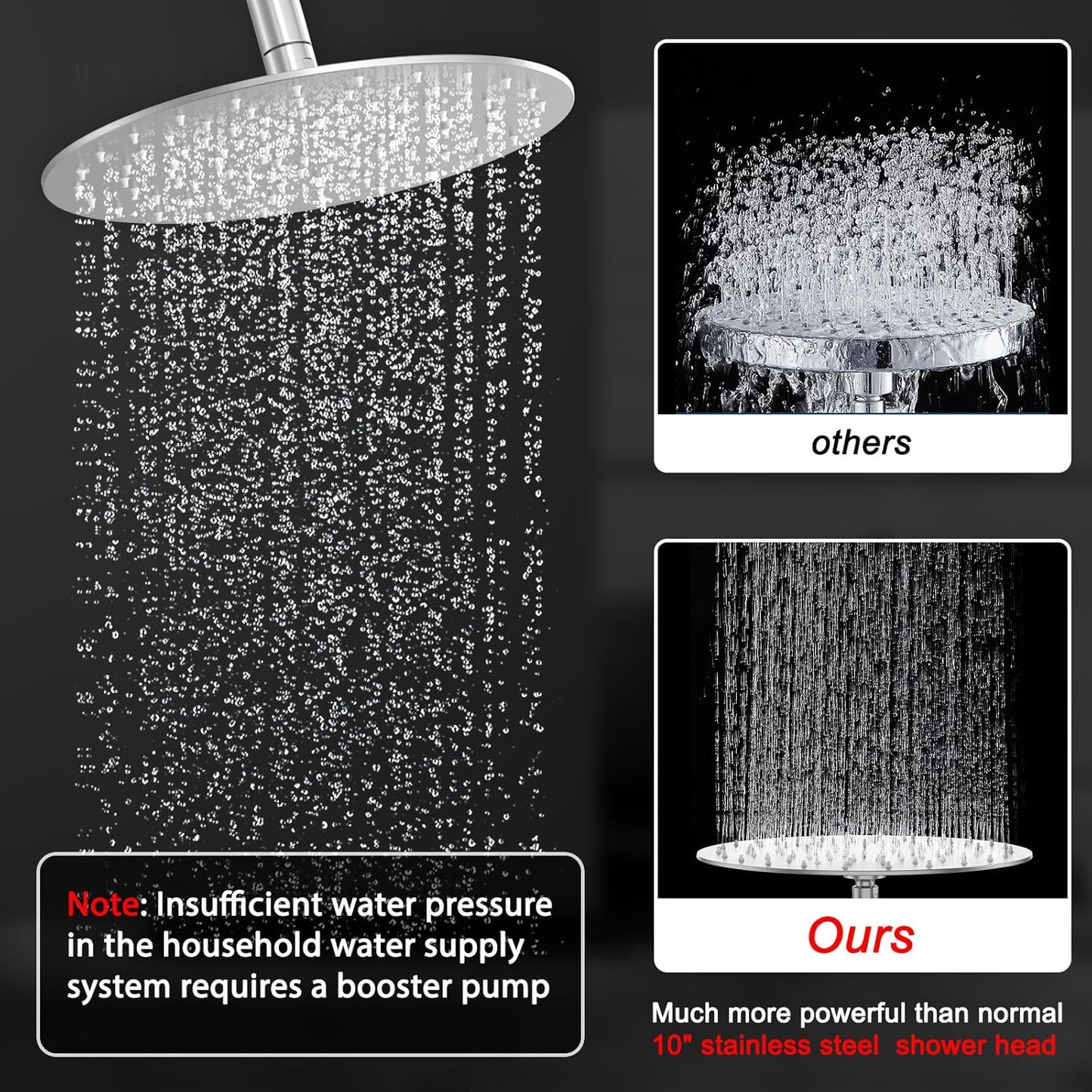 Shower Faucet Set 10IN Brass Rough-In Valve Body Trim Kit Rainfall Included Handle Accessories Complete 2 Functions with Rain Head and Handheld Bathroom Systems (10'', Chrome Polished)
