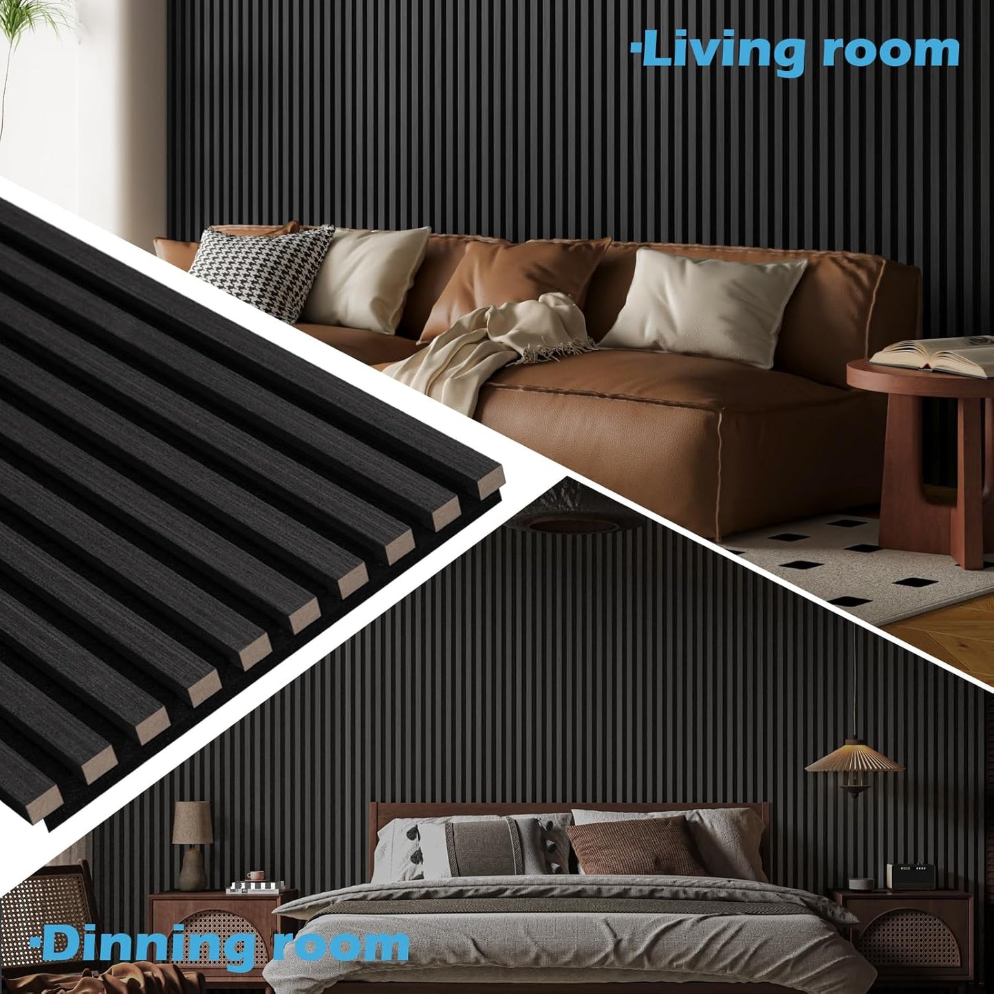 Art3d 2-Pack 48" x 24" Acoustic Wood Panels for Wall, Soundproof Wood Slat Panel for Wall and Ceiling, 3D Fluted Sound Absorbing Paneling for Interior Wall Decor, Living Room, Bedroom - Blackwood