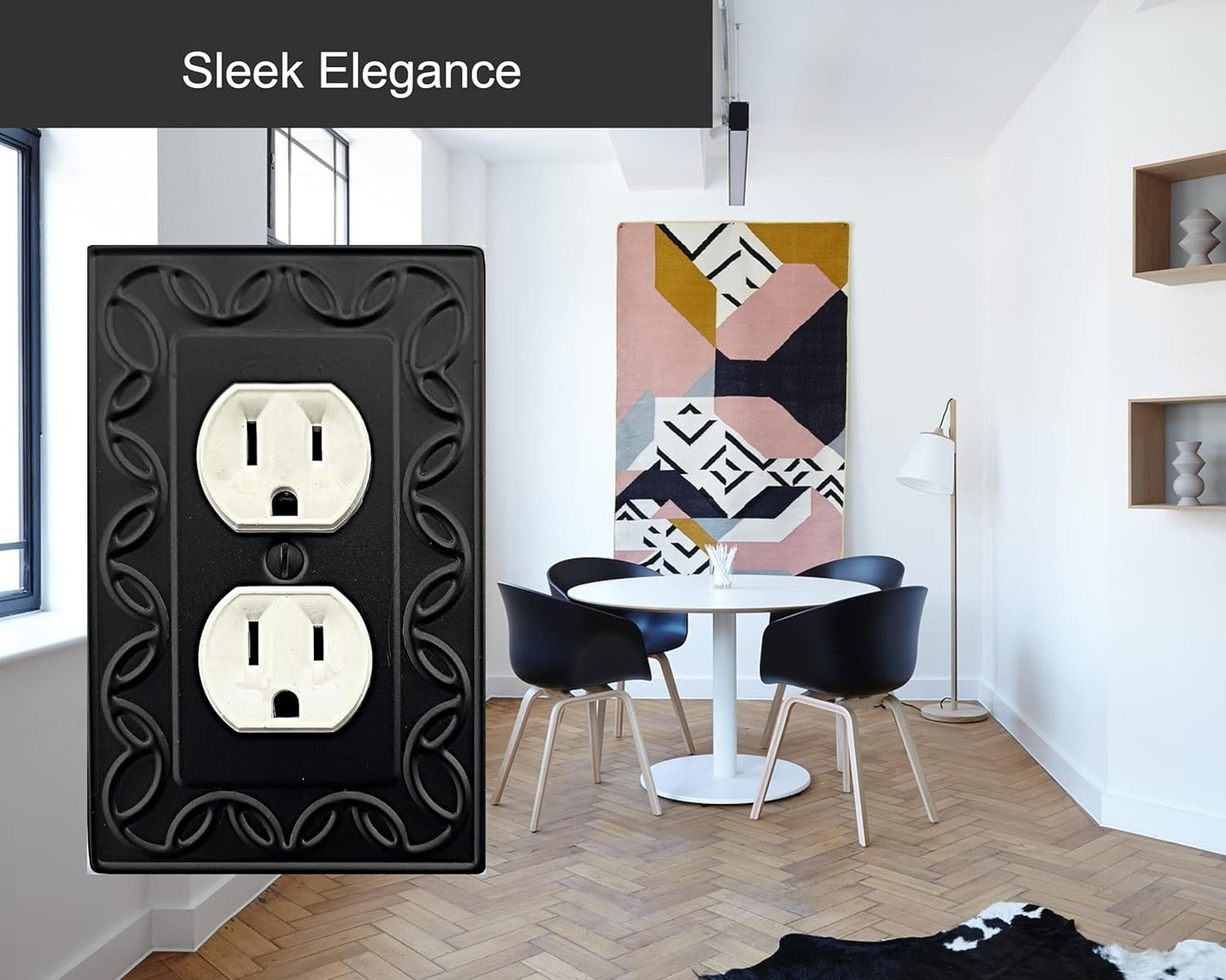 Single Toggle Light Switch Cover NovaBloom Metal Wall Plate, 4-Pack Black 1 Gang, Light Switch Cover Decorative Wallplate, Durable
