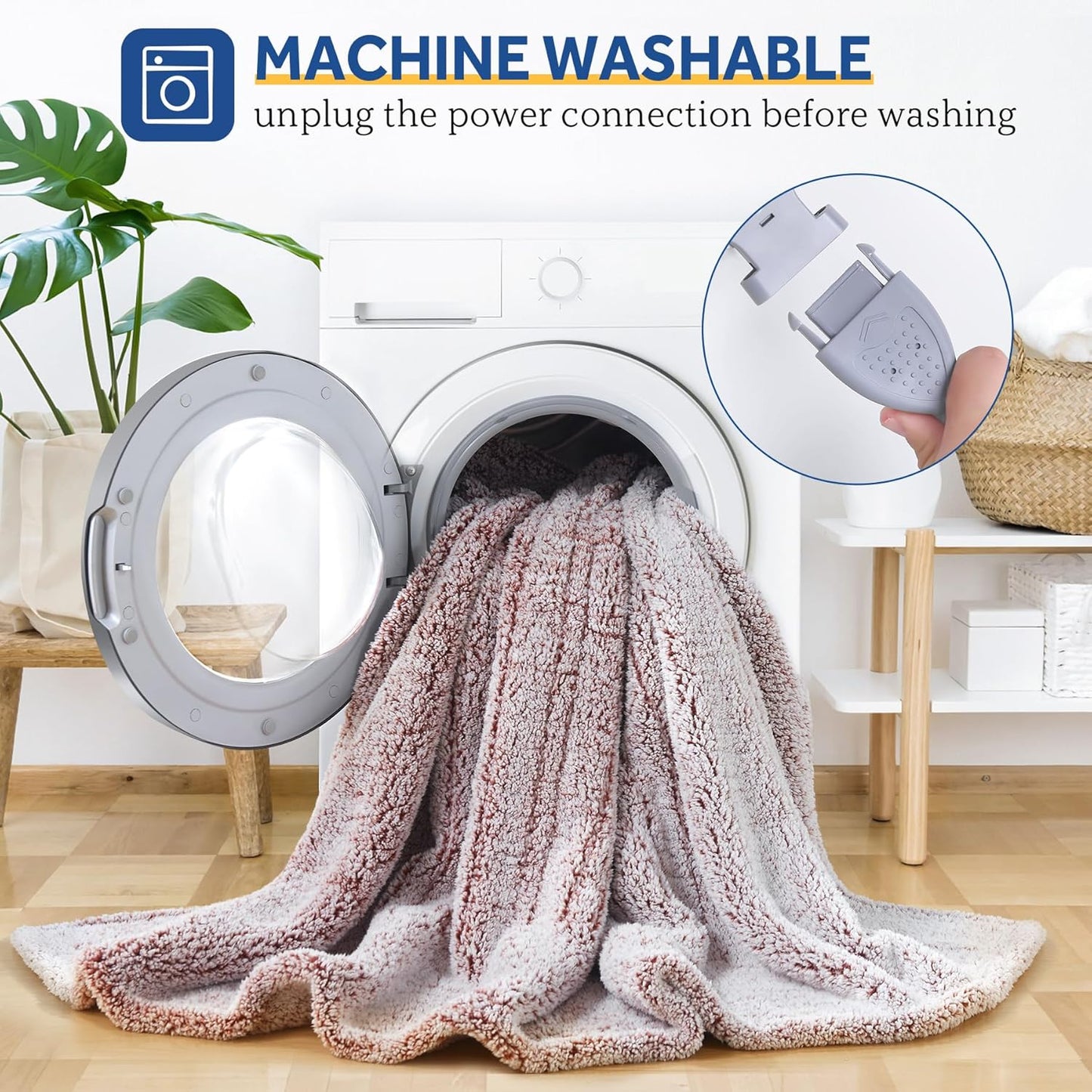 SEALY Electric Blanket Heated Throw 50"x60" Soft Double Sherpa Super Cozy with 6 Fast Heating Levels & 2-10 Hours Auto-Off, Over-Heat Protection, Machine Washable, Rust Red