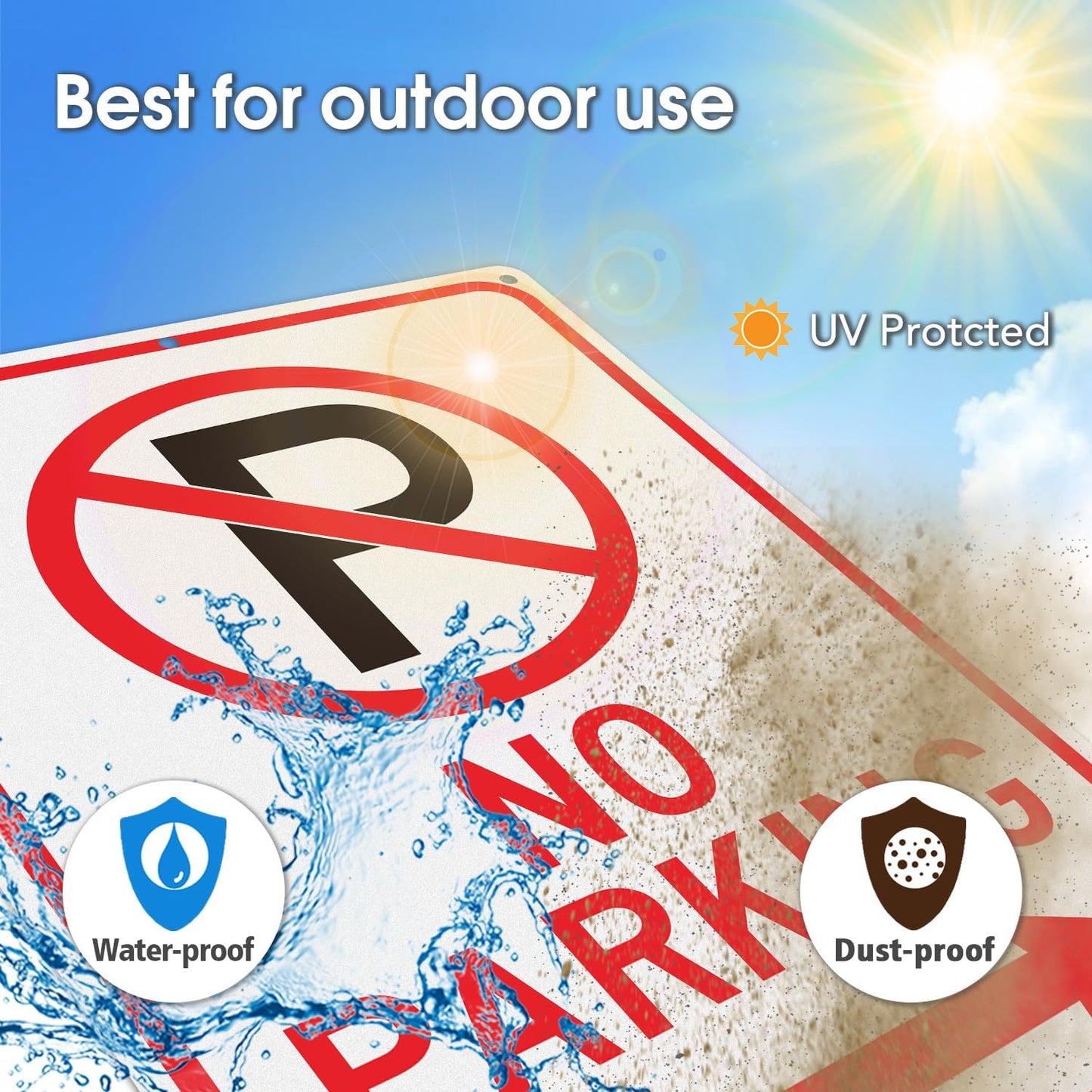 GicnKeuz No Parking Signs with Arrow,14×10 Inches No parking sign .040 Reflective Aluminum,Waterproof and Fade Resistant,6 Pre-drilled holes,Easy to Install,Indoors and Outdoors Use(2-pack)