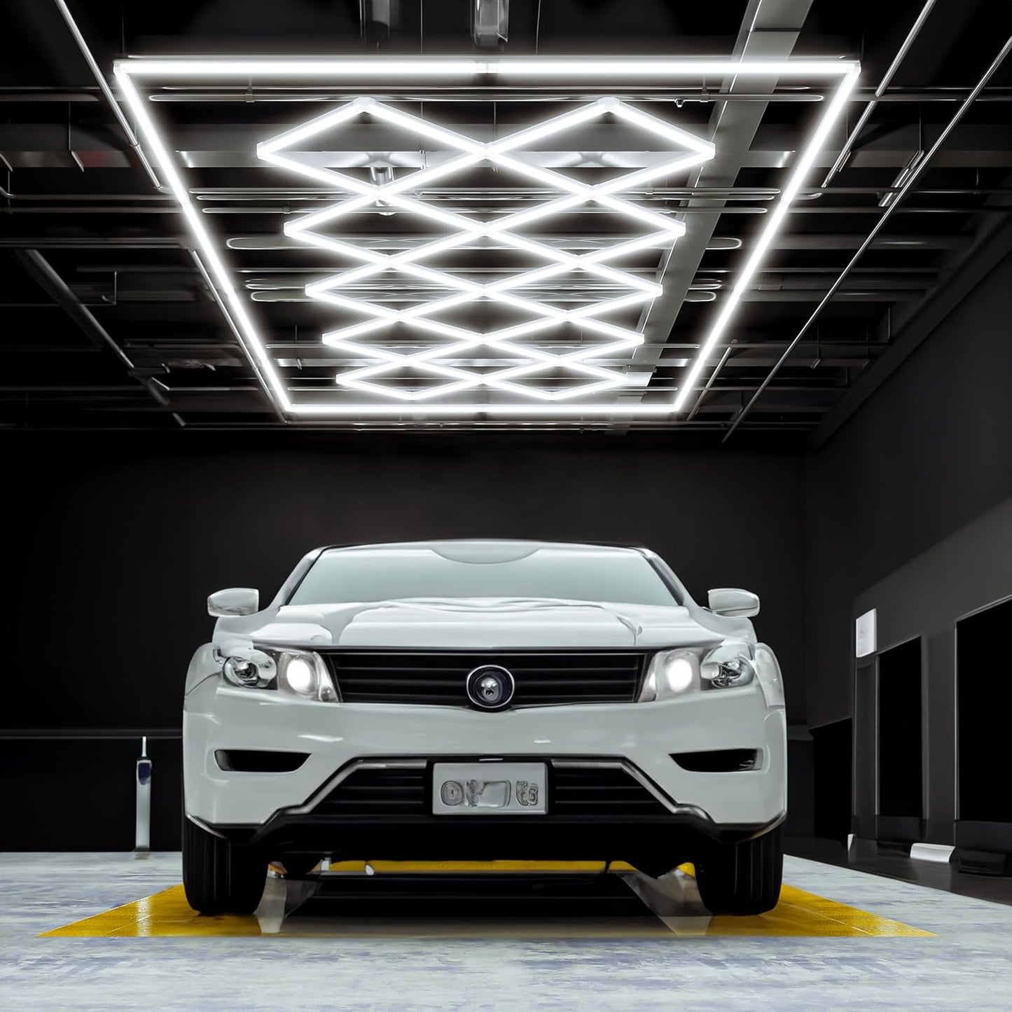 Neatfi LED Garage Lights, 56,320 Lumens, 6500K, 512W, Ultra-Bright Ceiling Lighting for Auto Shops, Car Detailing, Barber Shop, Beauty Salon, Warehouse, Basement, and Gym (Diamond Grid, White)