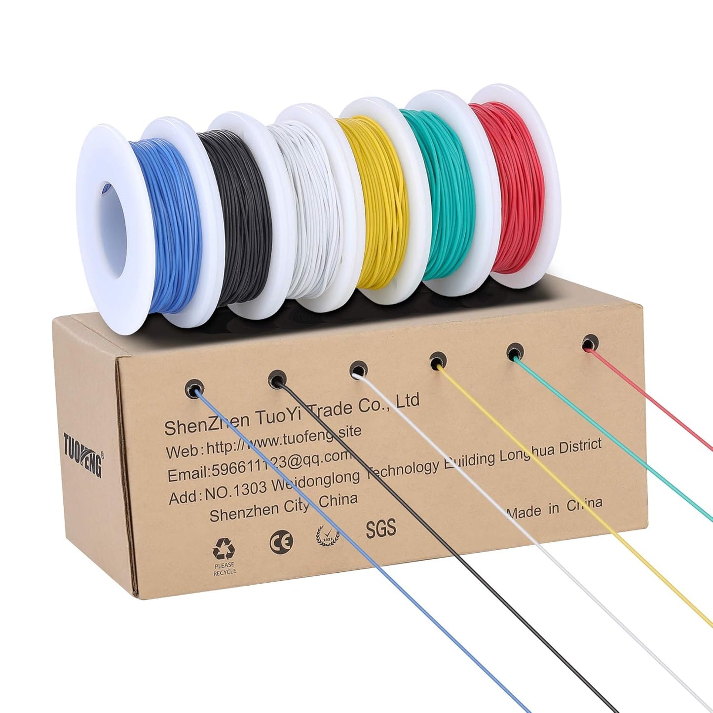TUOFENG 28awg Wire Flexible Silicone Wire,28 Gauge Tinned Copper Wires Silicone Rubber Insulated (6 Different Colored 43ft Each)(OD: 1.2 mm) Stranded Wire Hook up Wires