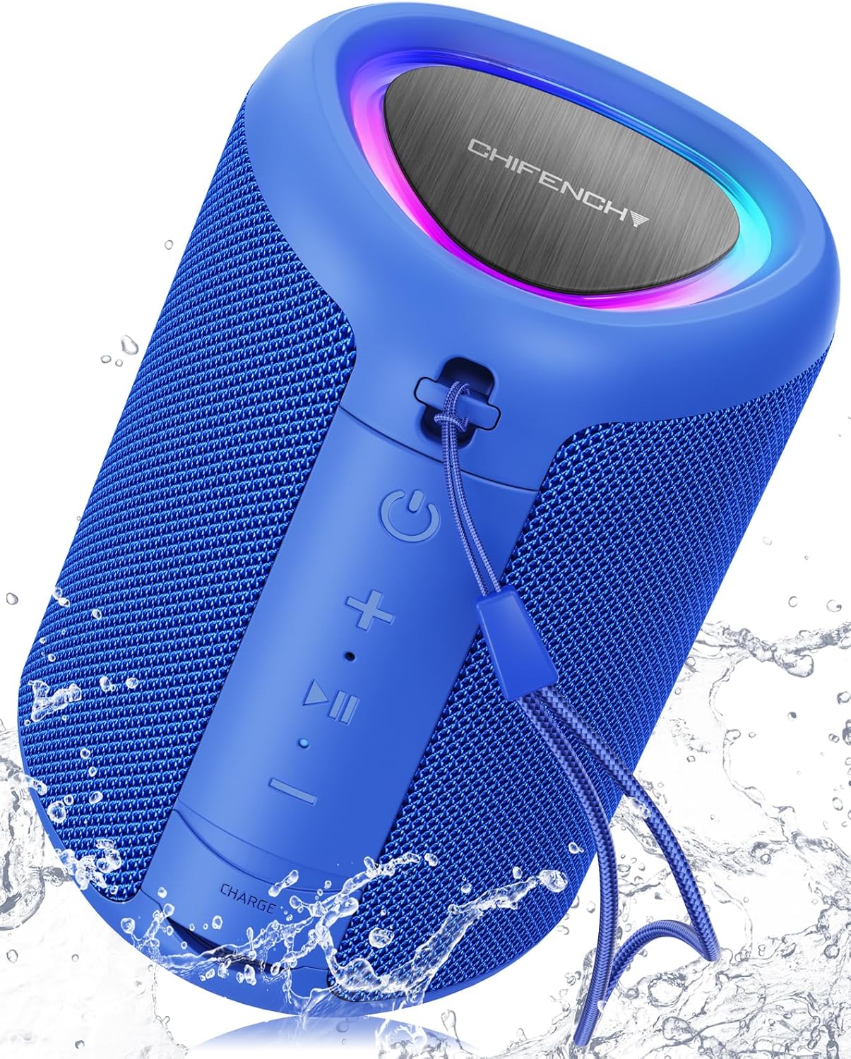 Portable Bluetooth Speaker with Lights, Stocking Stuffers, Powerful Crystal Clear Sound, IPX5 Waterproof, All Day Playtime, BT 5.3, TWS Paring, Small Wireless Speaker for Outdoor, White Elephant Gifts